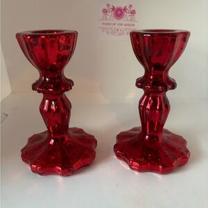 Elegant Red Glass Candle Holders